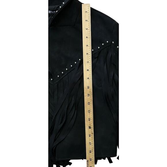 NWT Blue B Faux Suede Studded Fringe Cropped Jacket Small - Picture 3 of 8